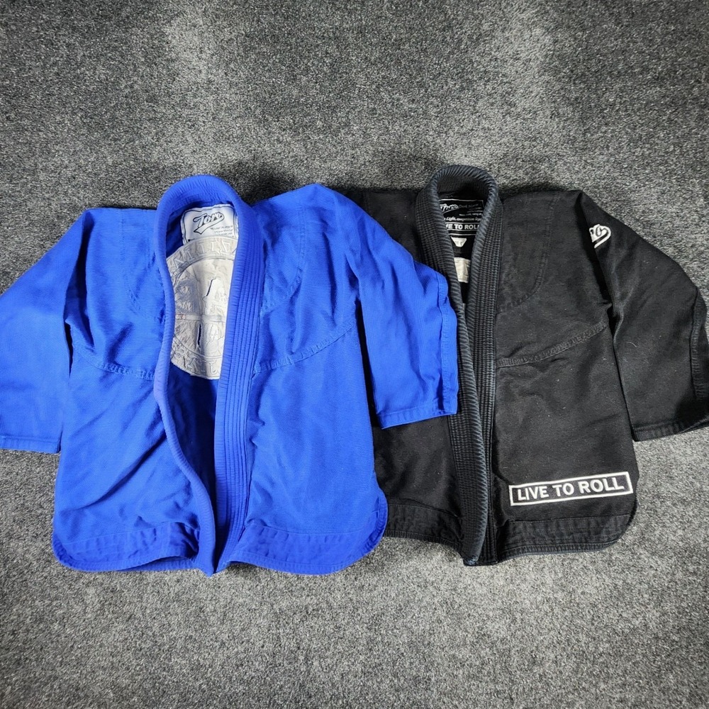 Lot of 2 Toro BJJ Gi Tops Kids‎ M1 Brabo Brazilian Jiu Jitsu Blue Black